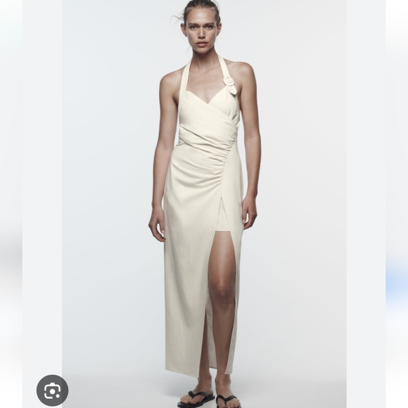 Zara DRESS  MIDI CREAM SIZE XS - Picture 15 of 16